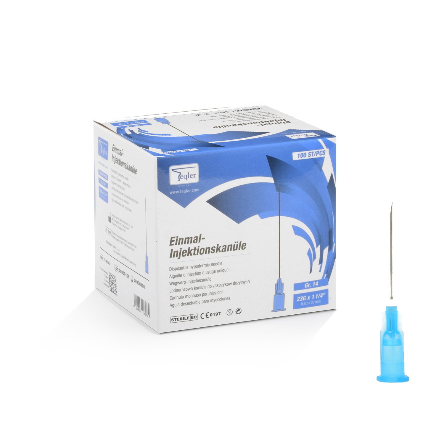 Teqler Einmalkanülen 23G x 1 1/4, 0,6 x 30mm (blau)