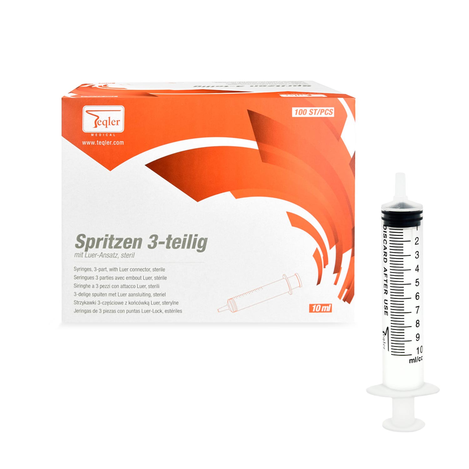 Teqler Einmalspritze, 3-teilig 10 ml