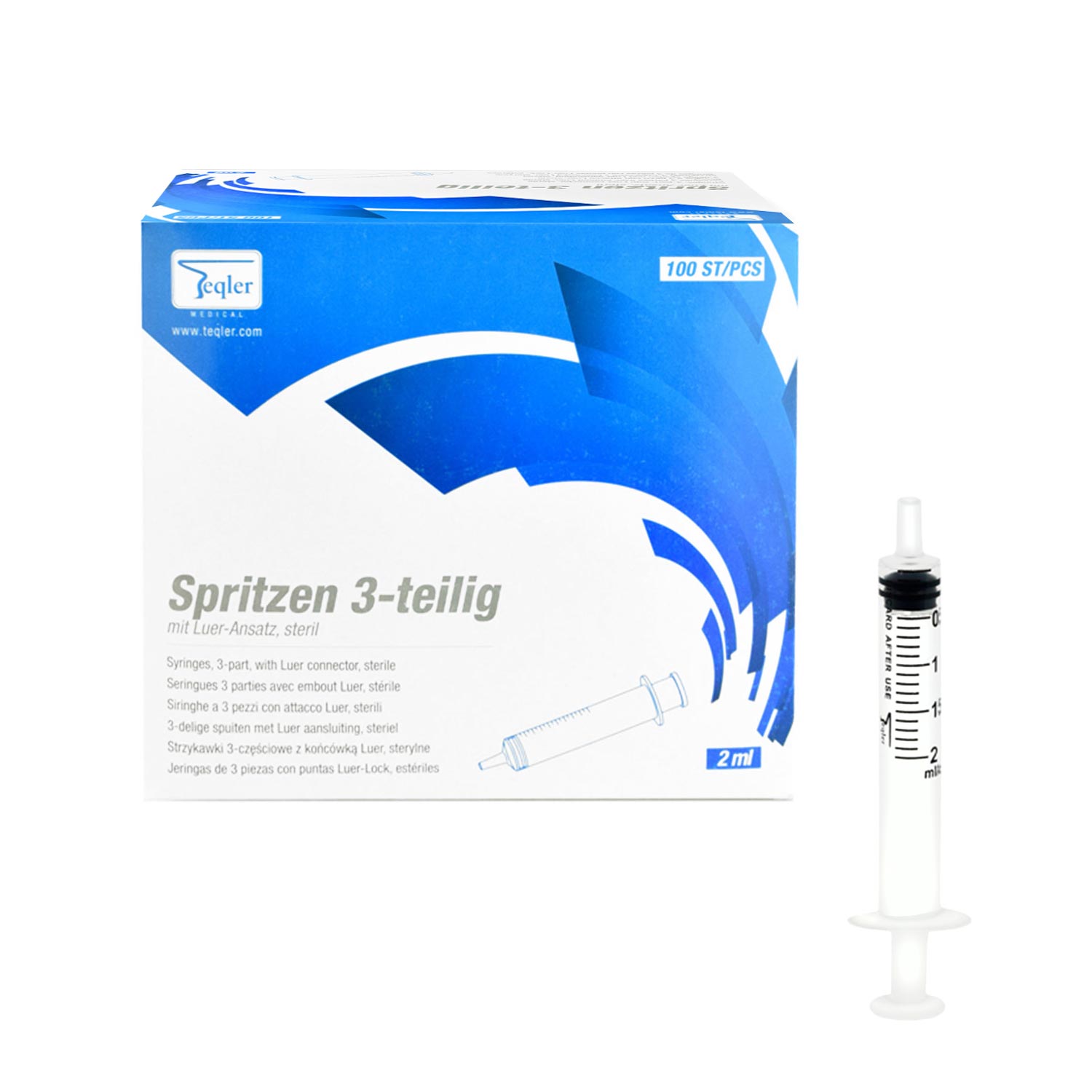 Teqler Einmalspritze, 3-teilig 2 ml