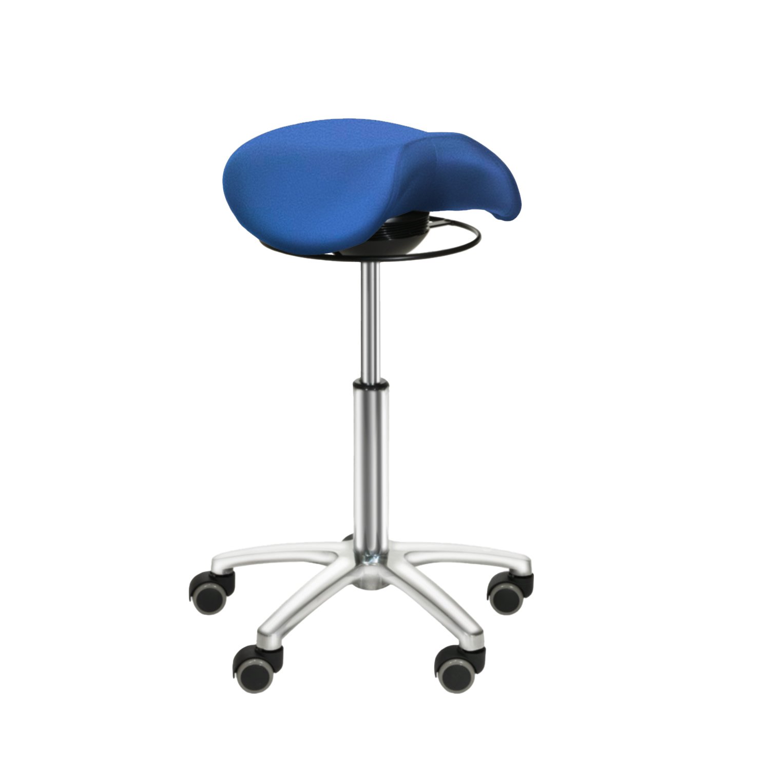 Sattelsitz-Hocker mit Schwing-Mechanismus blau