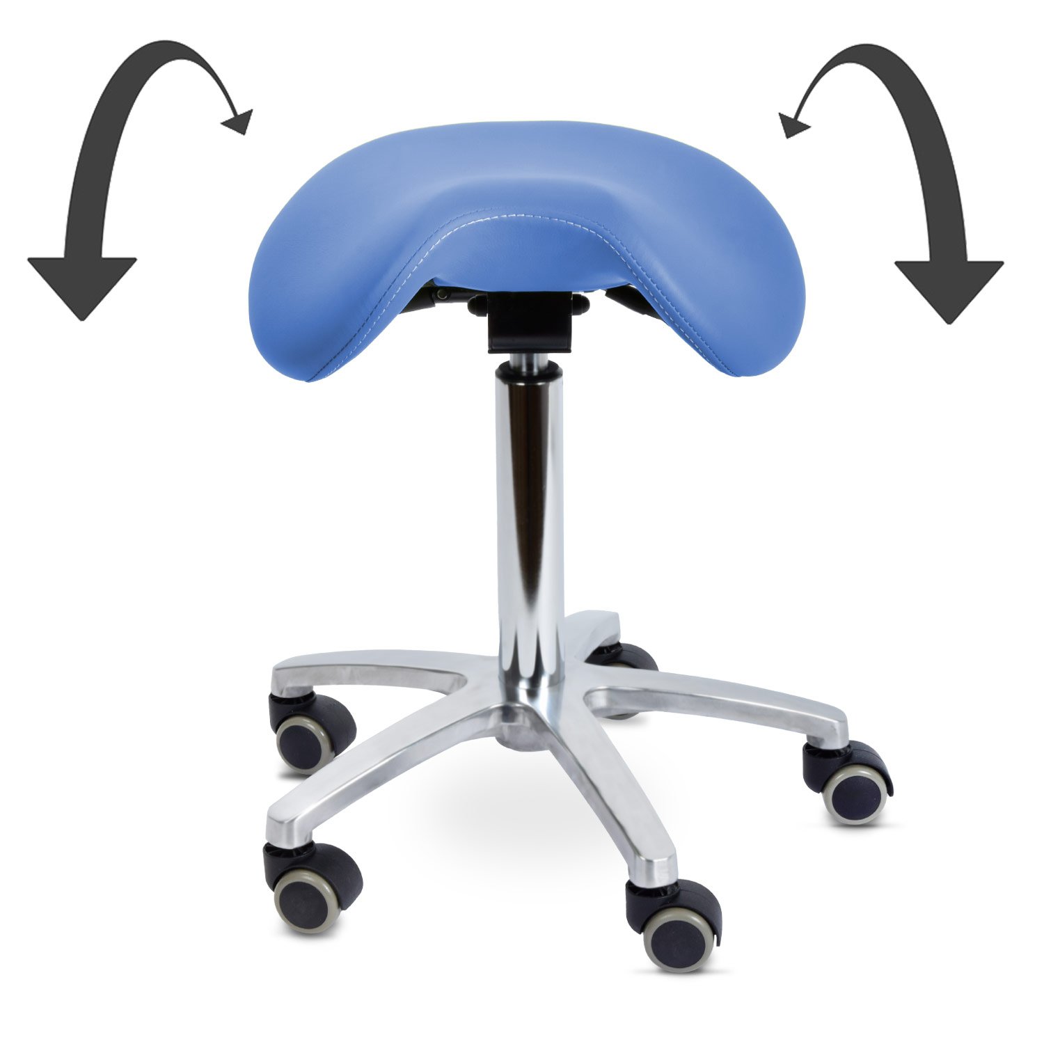 Teqler Drehhocker mit kippbarem Sattelsitz Blau