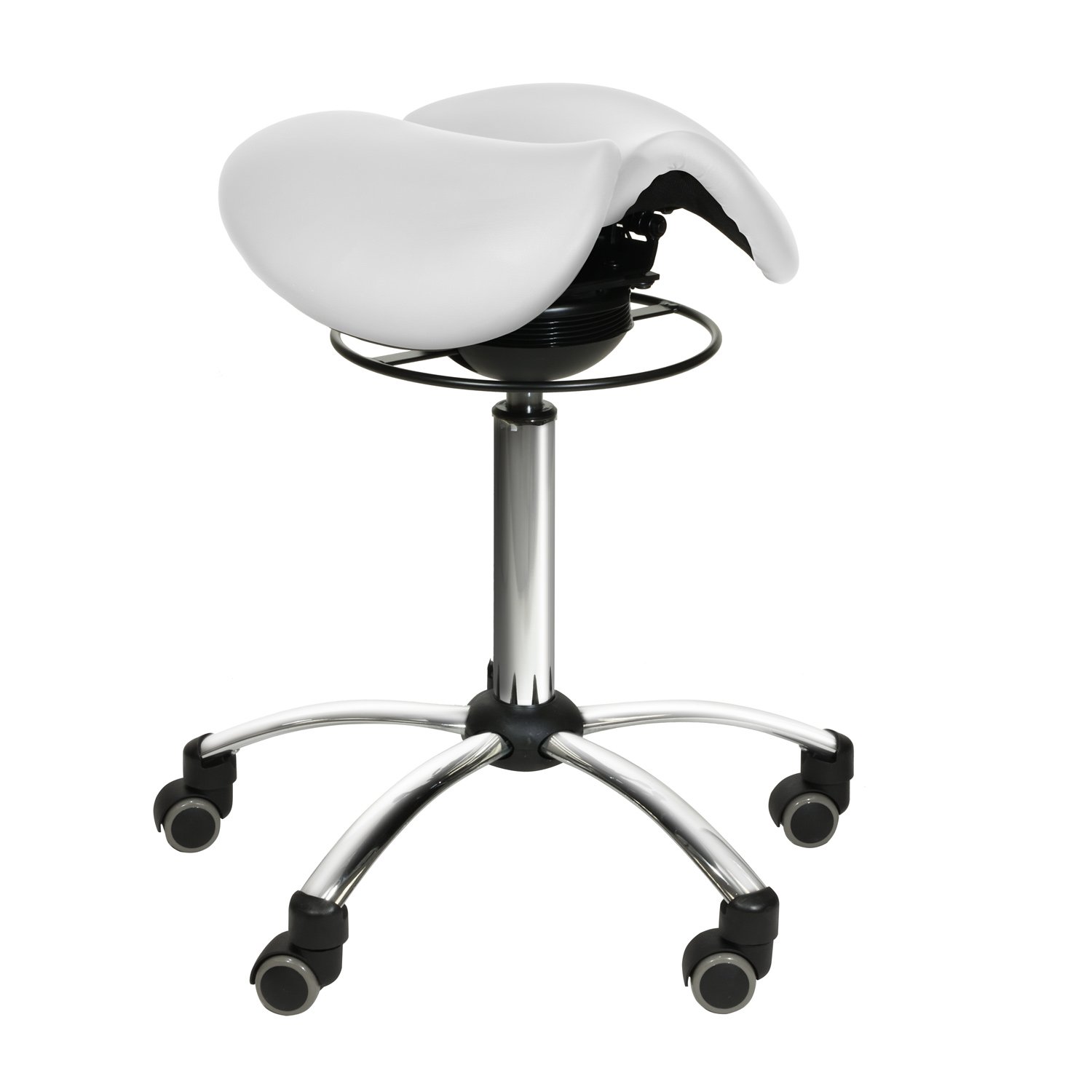 Sattelhocker mit Swing-Mechanismus weiß