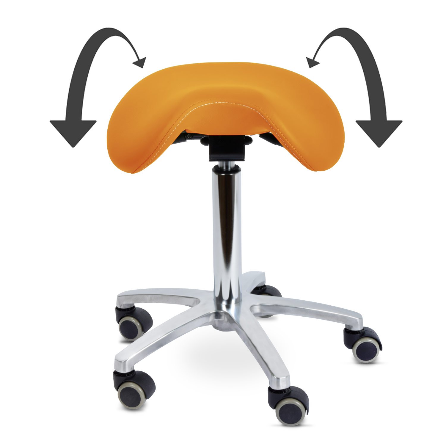 Teqler Drehhocker mit kippbarem Sattelsitz Orange