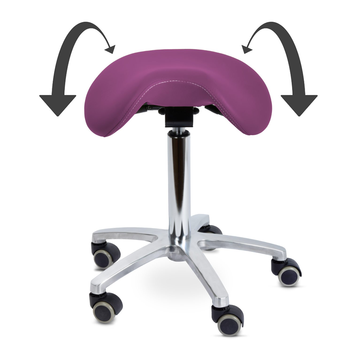 Teqler Drehhocker mit kippbarem Sattelsitz Magenta